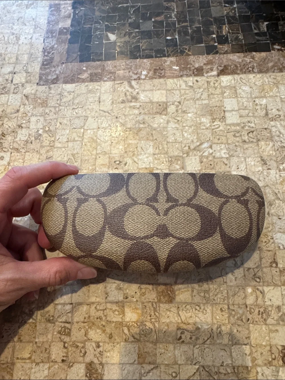 Coach signature logo hard eyeglass glasses case with cleaning cloth